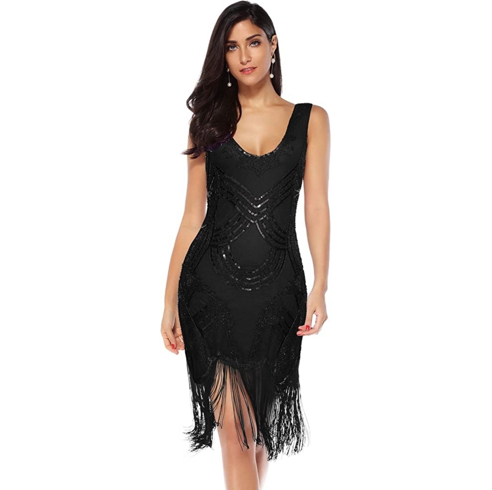 Sequin Beaded Vintage Cocktail Flapper Dress